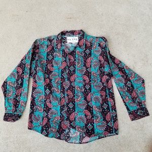 Abstract Paisley swagged out button down shirt